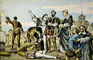 Padilla Gallery: Execution in Villalar in 1521 of the three commoner leaders: Juan de Padilla, Juan Bravo