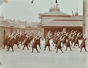 Playground Prints: Exercise class, Buckingham Street Girls School, Islington, London, 1906