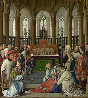 Weyden Prints: The Exhumation of Saint Hubert, 1430s. Artist: Weyden, Rogier, van der (ca. 1399-1464)