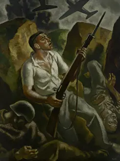 War Atrocities Prints: The Exodus. Triptych of War, left panel, 1937-1938. Creator: Arteta, Aurelio (1879-1940)