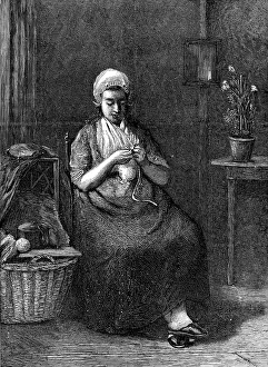 Wool Prints: Expectation by J. Israels, in the Royal Academy Exhibition, 1874. Creator: Unknown