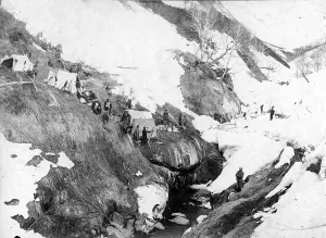 Larin Ivan Emelianovich Prints: Expedition camp on the river bank, 1910-1929. Creator: Ivan Emelianovich Larin