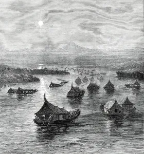 Flotilla Prints: The Expedition against the Malays: the British Force ascending the Perak River