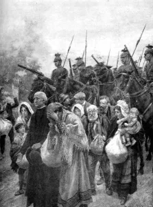 Images Dated 30th January 2008: Expelling the civil residents of Louvain, Brussels, 1914