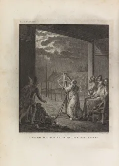 Jean Michel Prints: Experiment on natural electricity, Early 1760s. Creator: Moreau the Younger, Jean Michel