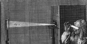 Sir Isaac Prints: Experiment showing that prismatic colours cannot be split further, 1747