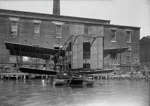 River Potomac Prints: Experimental Tandem Biplane On Potomac Embodying Langley Principles