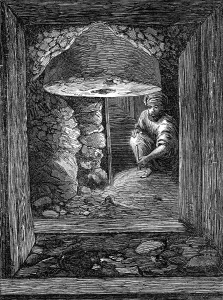 Archaeologist Prints: The Explorations at Jerusalem: gallery at the Golden Gate: column and rough wall