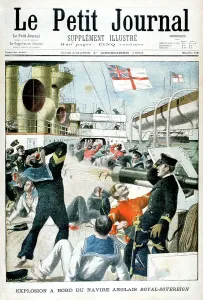 White Ensign Prints: Explosion on board the British warship HMS Royal Sovereign, 1901
