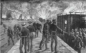 Stretcher Bearer Collection: Explosion at Cairo Railway Station: Bursting of Shells and Ammunition, c1882-85