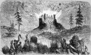 Bomarsund Prints: Explosion of Fort Prasto at Bomarsund, 1854. Creator: Unknown
