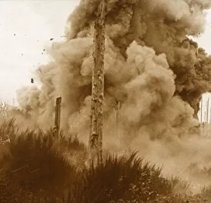 Exploding Gallery: Explosion of a mine, Vosges, eastern France, c1914-c1918