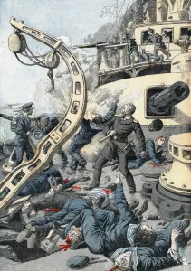 Troop Gallery: Explosion on a Russian warship, Russo-Japanese War, 1904-5