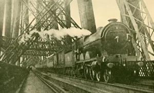 Golding Prints: An Express Train Crossing the Forth Bridge, c1930. Creator: Leslie J. Thompson