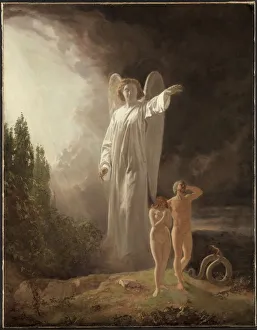 Oil On Fabric Prints: Expulsion of Adam and Eve, 1880s. Creator: John Faed (Scottish, 1820-1902)