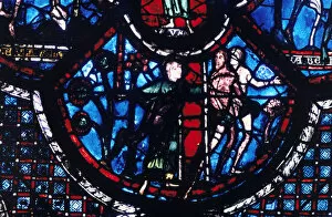Banish Gallery: Expulsion from Eden, stained glass, Chartres Cathedral, France, 1205-1215