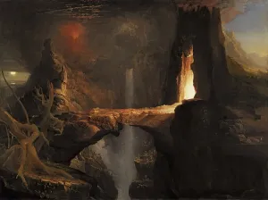 Expulsion Prints: Expulsion. Moon and Firelight, 1828. Creator: Thomas Cole