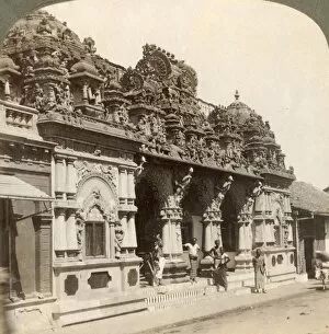Underwood Underwood Gallery: Exquisitely carved ornamentation of a Hindu Buddhist Temple, Colombo, Ceylon, 1902