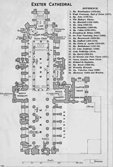 Ground Plan Prints: Exter Cathedral, c20th Century. Artist: John Bartholomew