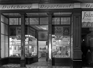 Barnsley Gallery: Exterior of the Butchery Department, Barnsley Co-op, South Yorkshire, 1956. Artist