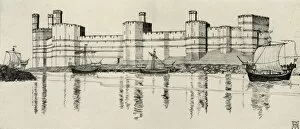 Charles Henry Bourne Quennell Collection: Exterior of Caernarvon Castle, North Wales, (1931). Artist: Charles Henry Bourne Quennell