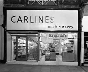 Mexborough Prints: The exterior of Carlines Self Service Store, Mexborough, South Yorkshire, 1960. Artist