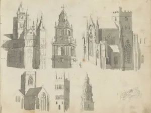 Churches Prints: Exterior of churches and church towers, 1822-1893. Creator: Willem Troost II