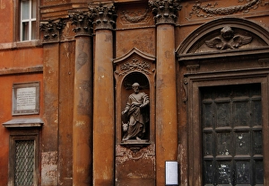 Exterior detail, Church of the Most Holy Trinity of Pilgrims, Rome, Italy, 17th century (2009). Creator: LTL