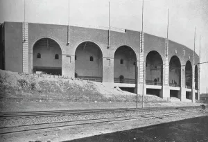 Exterior of East Stand, Franklin Field Stadium, University of Pennsylvania, Philadelphia Exterior of East Stand, Franklin Field Stadium, University of Pennsylvania, Philadelphia