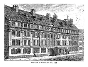 Walter Thornbury Prints: Exterior of Furnivals Inn. 1754