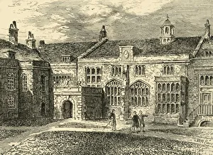 Almshouse Gallery: The Exterior of the Hall, Charterhouse, (c1872). Creator: Unknown