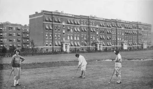 Exterior of Hawthorne Court Apartments, Jackson Heights, New York, 1922 Exterior of Hawthorne Court Apartments, Jackson Heights, New York, 1922