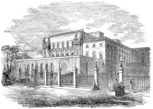 Lamps Prints: Exterior of the New Ball-Room, Buckingham Palace, 1856. Creator: Unknown