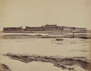 Beato Felix Gallery: Exterior of North Taku Fort on Peiho River, Showing the English and French Entrance