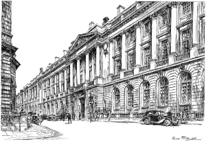 Pall Mall Prints: The exterior of the RAC Clubhouse in Pall Mall, London, 1946. Artist: Hanslip Fletcher