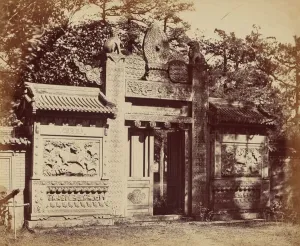 Peking Prints: Exterior of the Tomb Depot Near Pekin, October 1860, 1860. Creator: Felice Beato