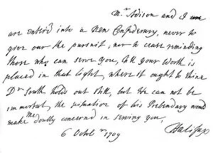 Charles Montagu Collection: Extract of a letter from Lord Halifax to Dean Swift, with promises of promotion, 1709, (1840)