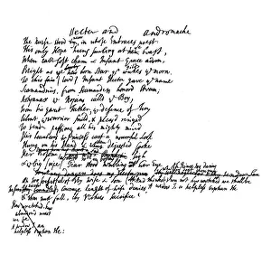 Alexander Pope Gallery: An extract from the original manuscript of Popes translation of Homer, 18th century, (1840)