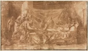 Nicolas Poussin Gallery: Extreme Unction (recto); Three Heads and Other Sketches (verso), 1643-1644. Creator