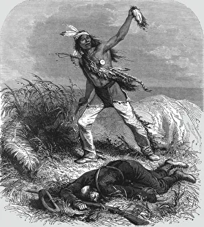 Colonisation Prints: The exultant Indians mutilate the dead body; Passage of the Great Canon of the Colorado