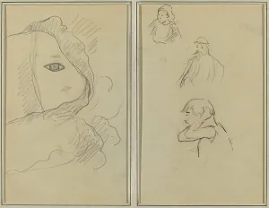 Breton Prints: Eye and Part of Face; A Breton Woman and Two Men [recto], 1884-1888. Creator: Paul Gauguin