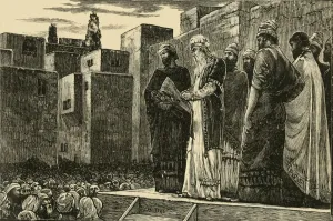 Dais Prints: Ezra Reading the Law to the Jews, 1890. Creator: Unknown