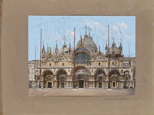 Italy Europe Prints: Facade of the Basilica of San Marco in Venice, 1850-1876. Creator: Anon