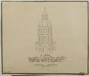 Moika River Prints: The Facade of the Central Part of the Court Stables on the Moika Embankment in St