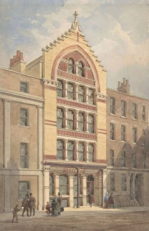 Facade of a Commercial Building, Venetian Gothic Style, ca. 1870. Creator: Anon