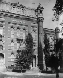 Photographic Prints 1890 1950 Gmgpc Prints: Facade of Franklin School, between 1890 and 1950. Creator: Frances Benjamin Johnston