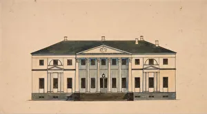 Facade of the House in the Golitsyn Petrovo-Dalneye Estate, First quarter of 19th cen Facade of the House in the Golitsyn Petrovo-Dalneye Estate, First quarter of 19th cen