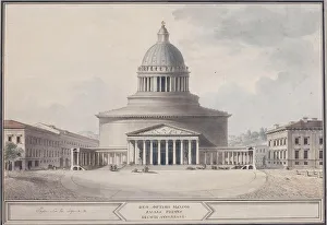 Facade of the Kazan Cathedral in Saint Petersburg, 1800. Artist: Thomas de Thomon, Jean Francois (1754-1813)