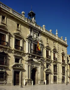 Detail of the facade, Palace of The Royal Chancellery, Granada, Andalusia, Spain (2002). Creator: LTL