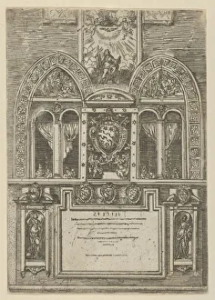 Palazzo Prints: Facade of the Palazzo del Senato in Bologna with the Papal arms at center